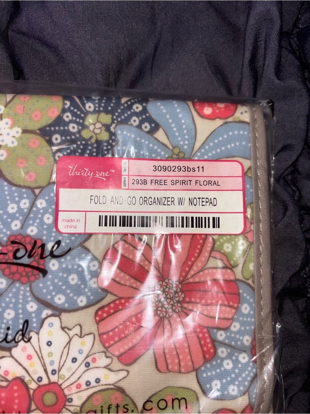 thirty-one Fold and Go Organizer w/ Notepad - Floral Blue, Pink, Green